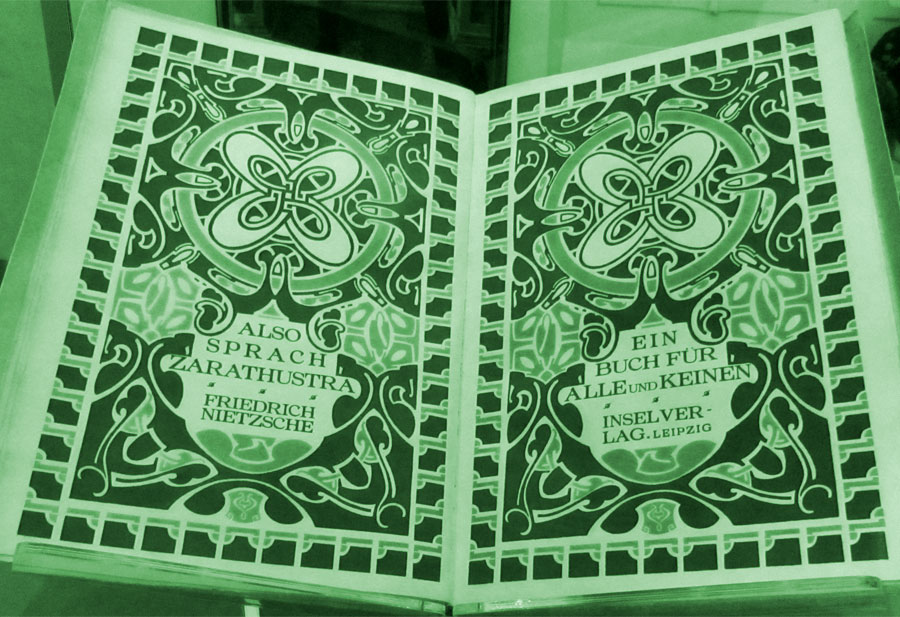 Illustiertes Buch „Also, sprach Zarathustra“, Insel, 1908 (Bildnachweis: Dr. Christian M. Meyer)