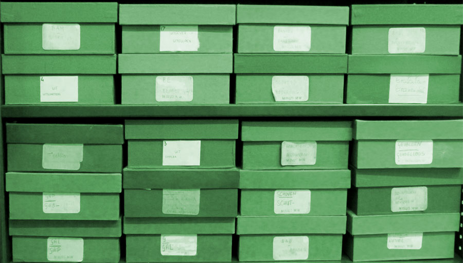Karteikästen des Woordenboek der Nederlandsche Taal (Bildnachweis: Dr. Christian M. Meyer)